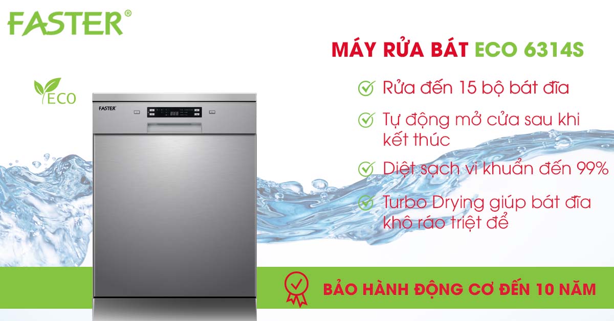 KHÁM PHÁ SIÊU PHẨM MÁY RỬA BÁT CAO CẤP: FASTER ECO 6314S