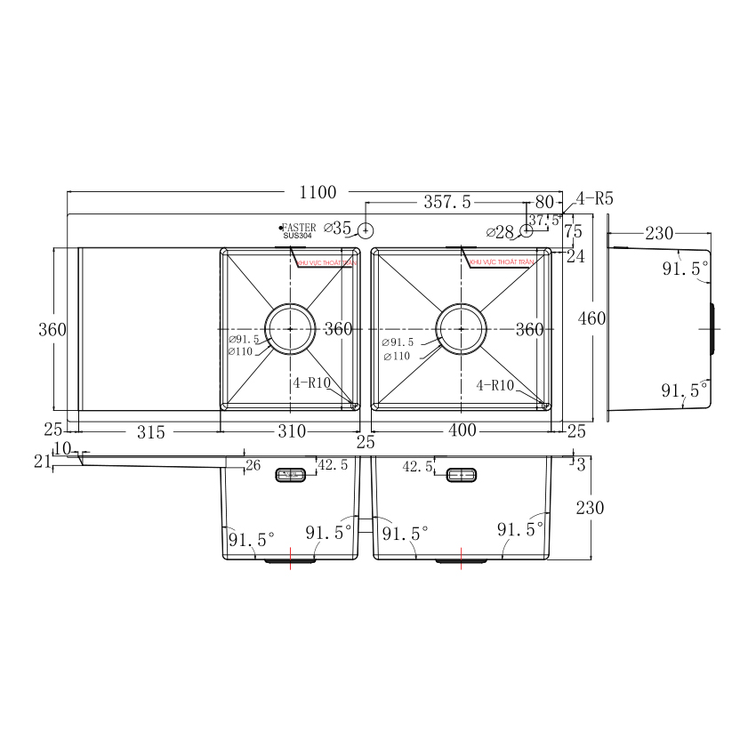 Chậu rửa bát FS 11046HLS