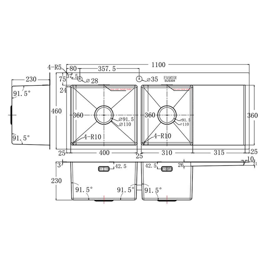 Chậu rửa bát FS 11046HMS