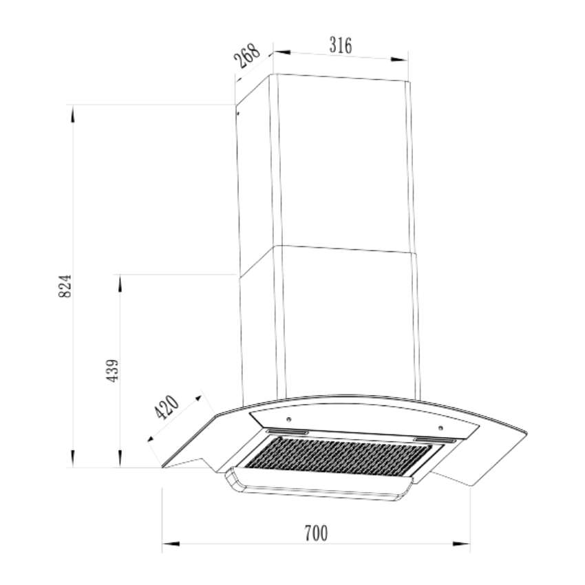 Máy hút mùi gắn tường FS 870 S-B