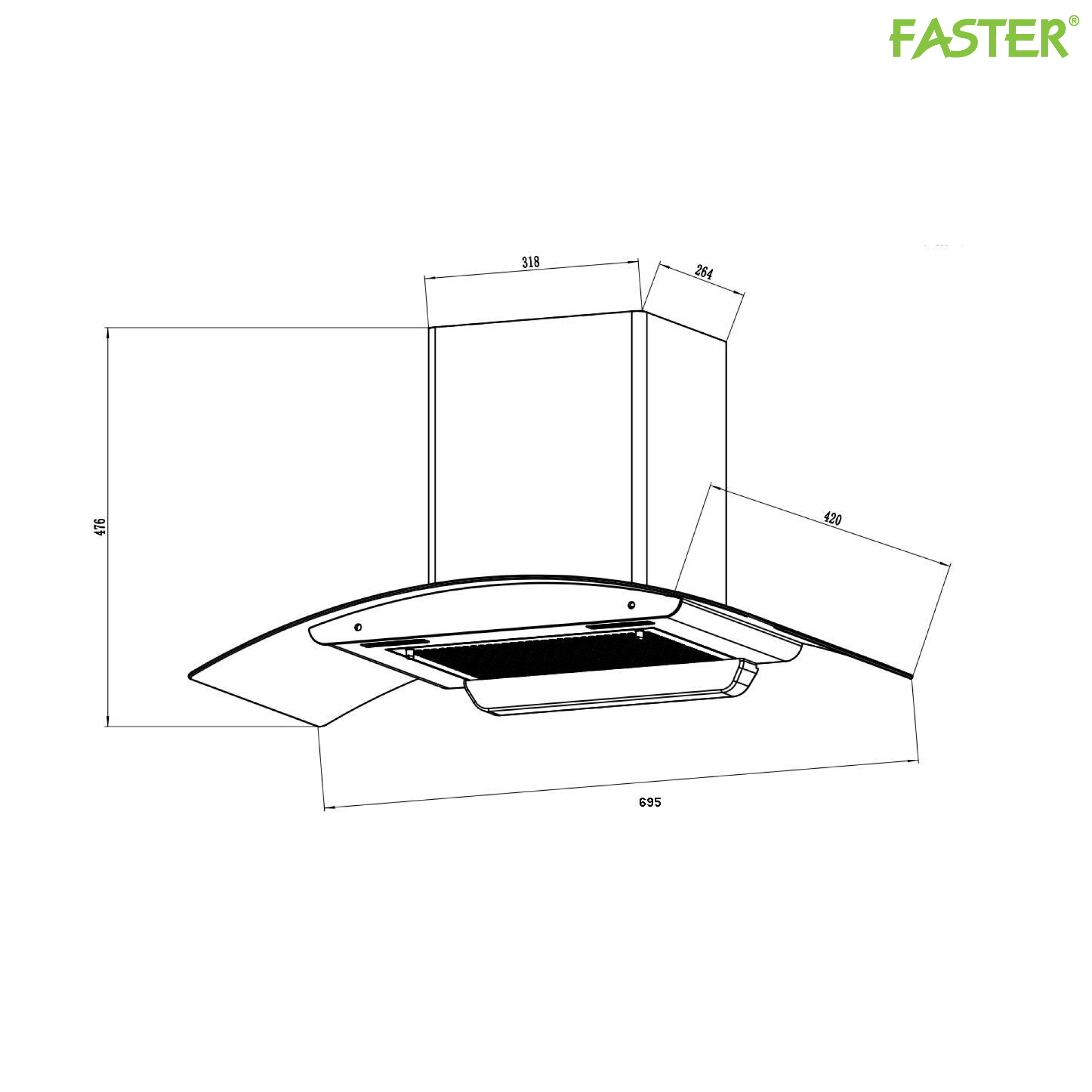 Máy hút mùi gắn tường FS CH750B