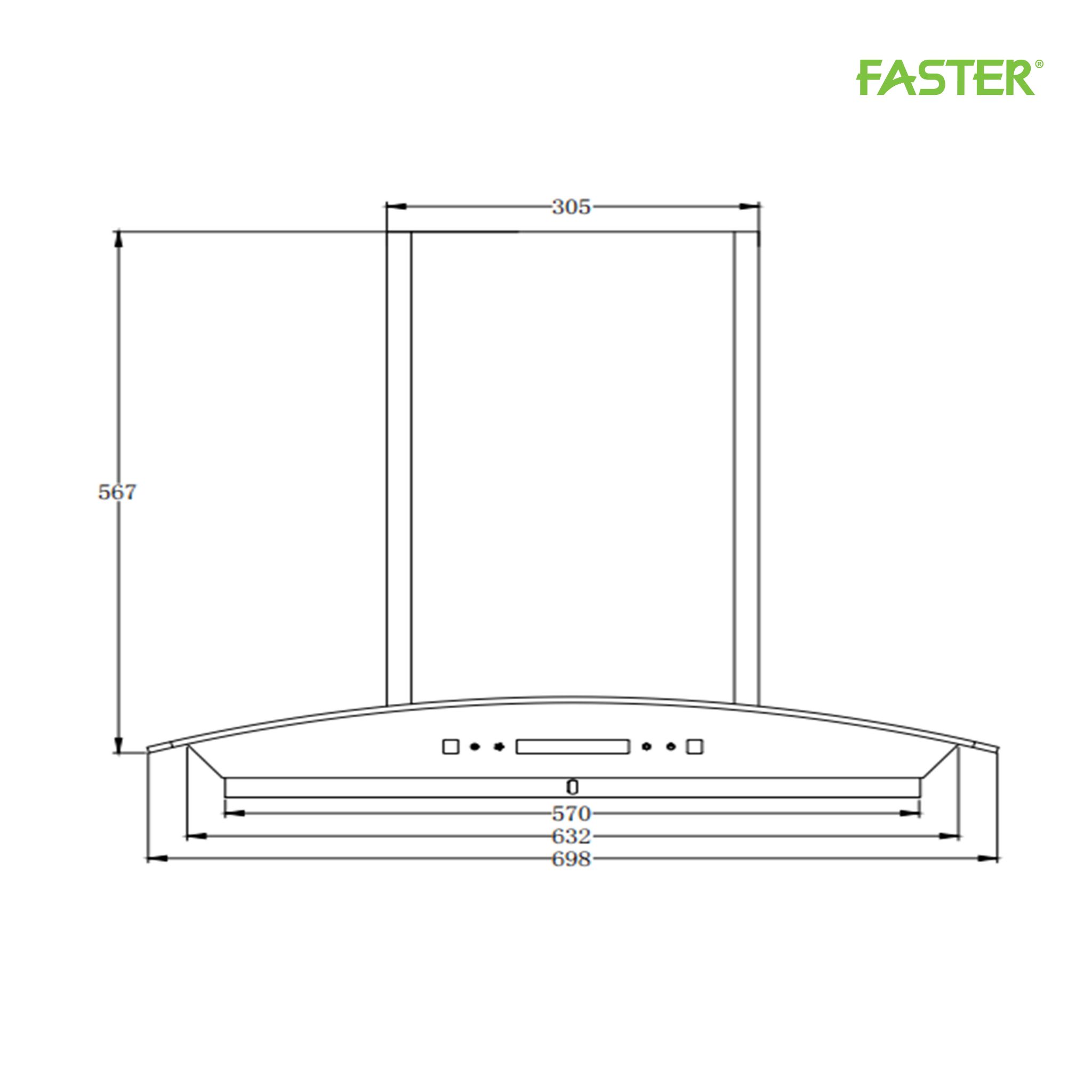 Hút mùi treo tường dạng kính cong FS 700B Autoclean