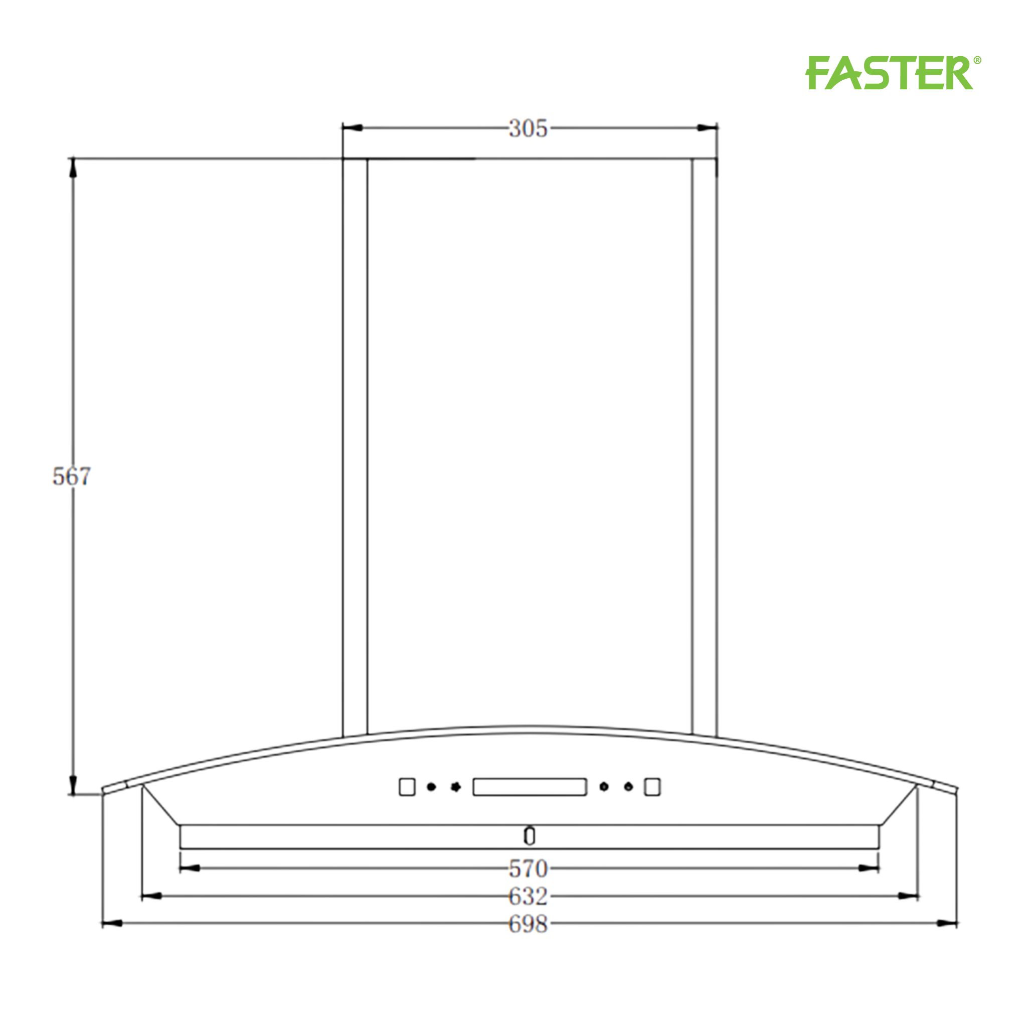 Hút mùi treo tường dạng kính cong FS 700T Autoclean
