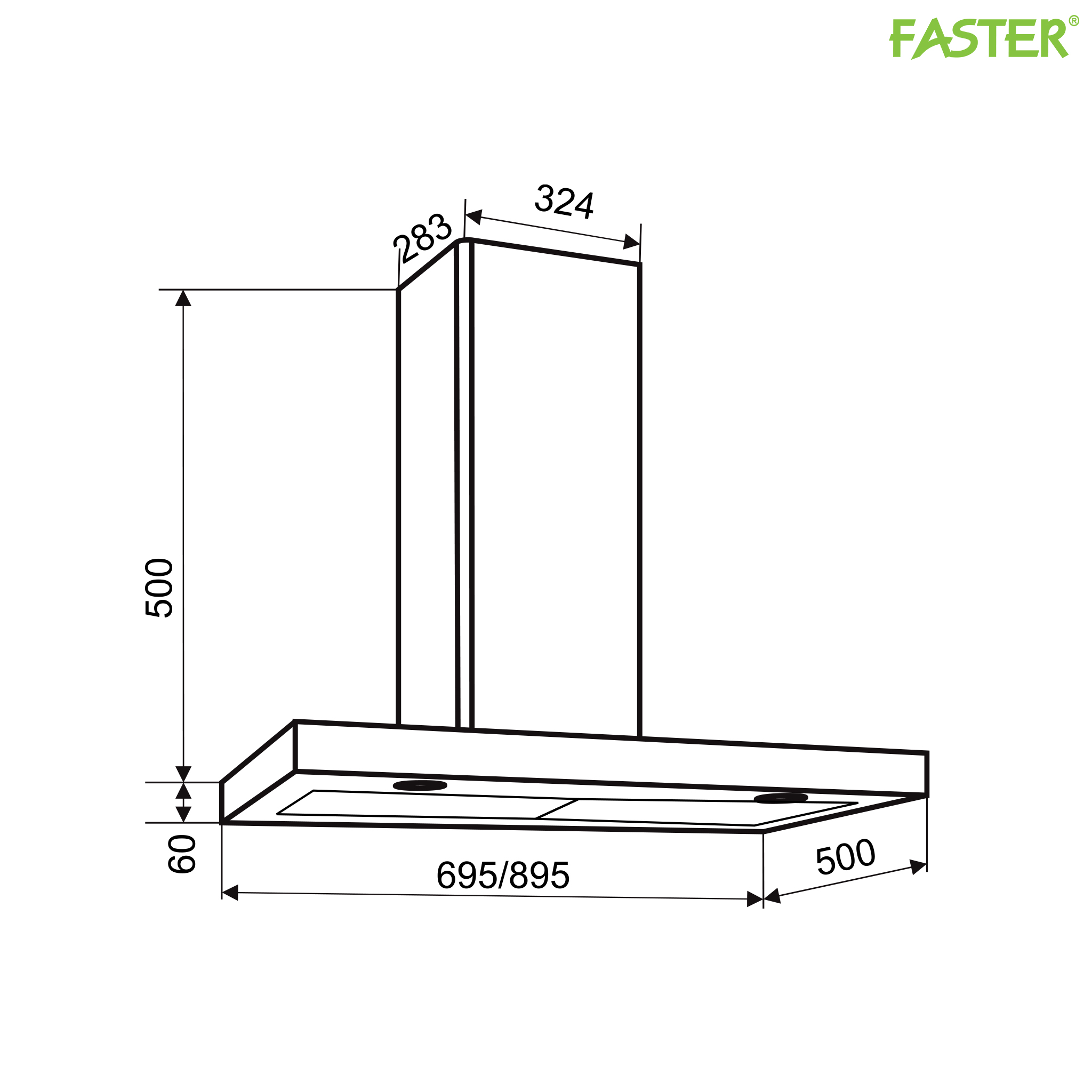 Máy hút mùi gắn tường FS QUATRO LUX 70/90SB