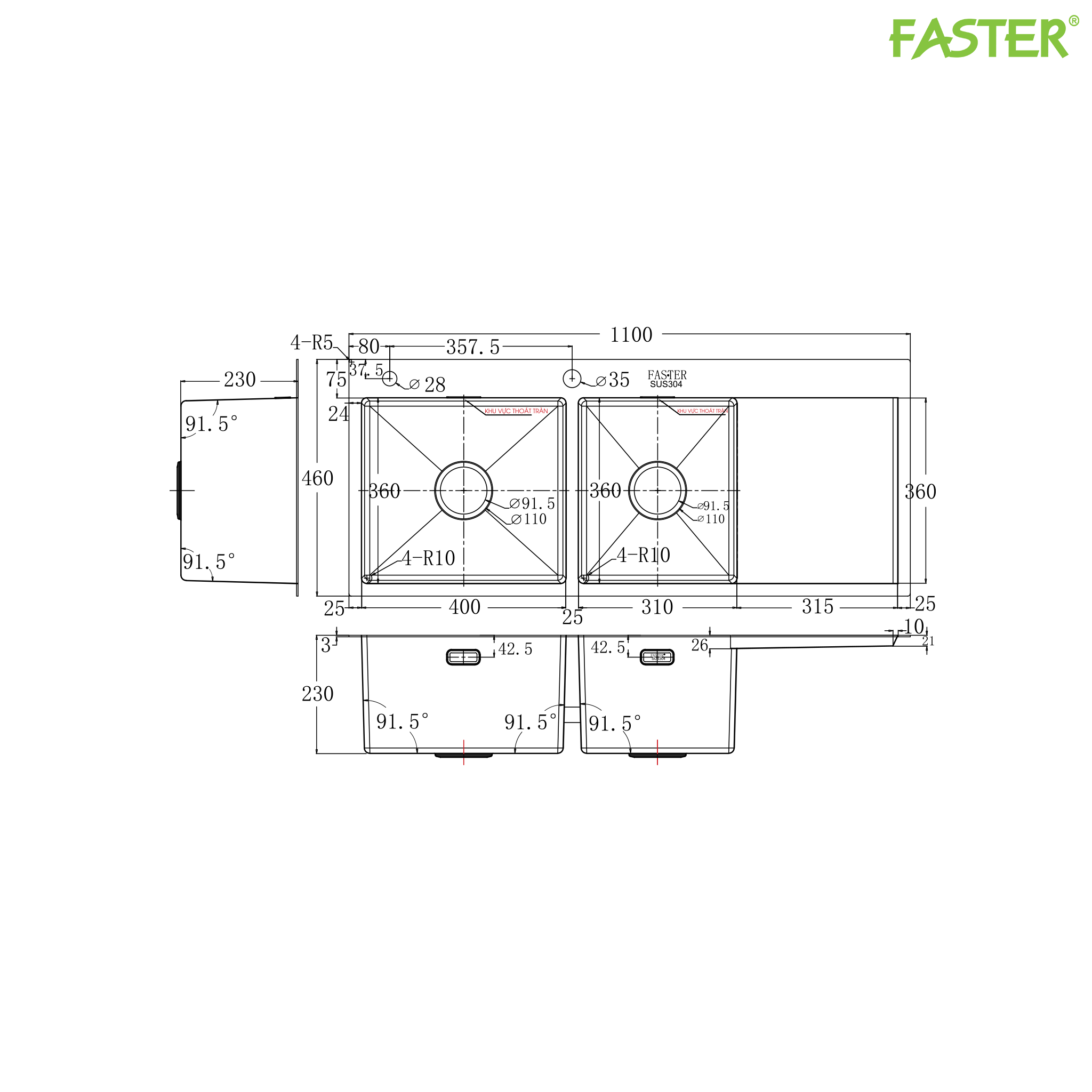 Chậu rửa bát FS 11046HMS