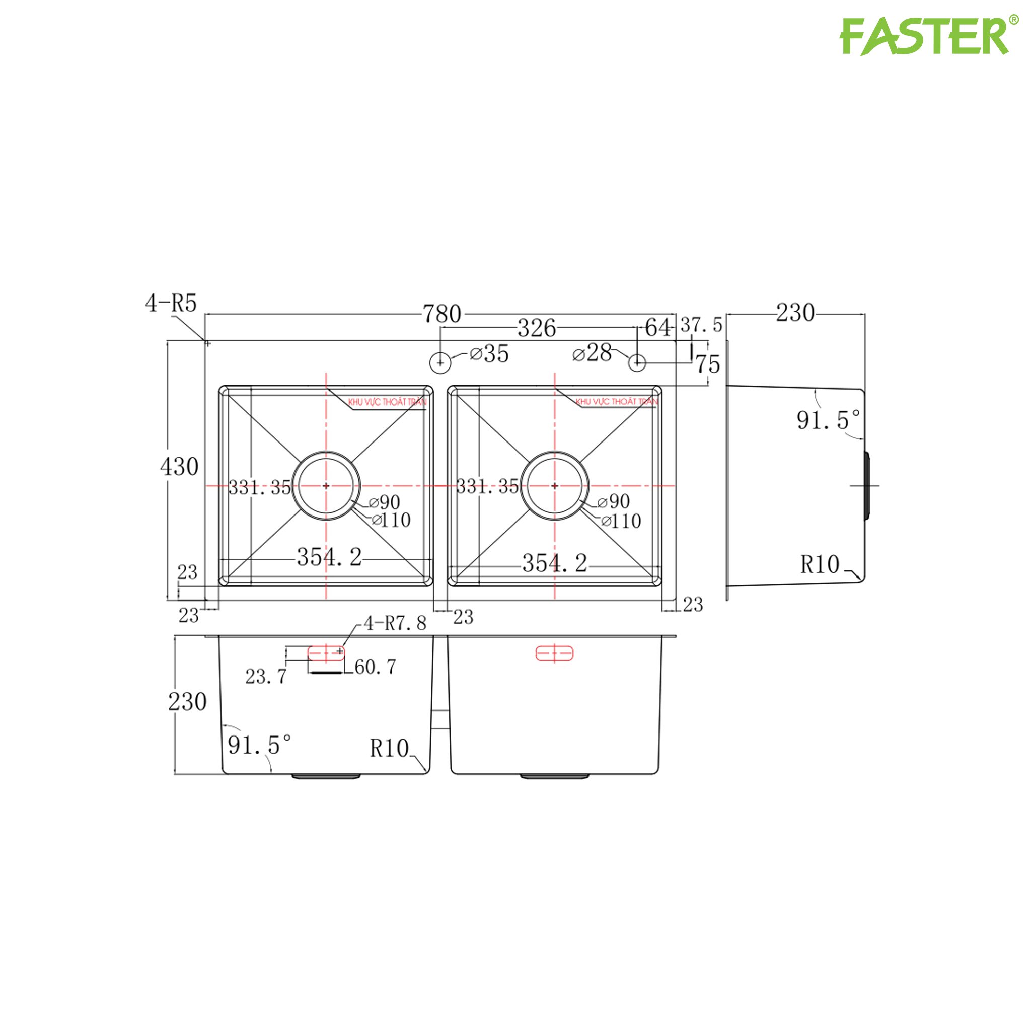 Chậu rửa bát FS 7843HMS