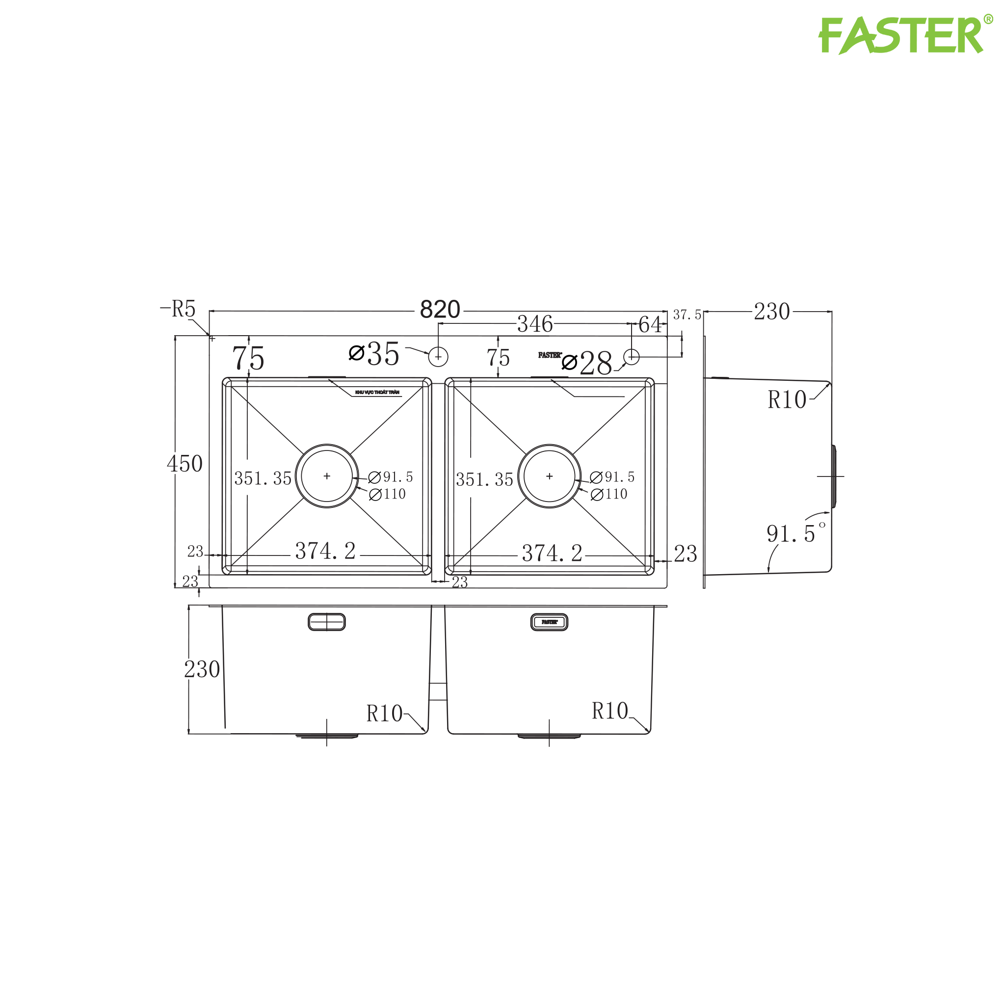 Chậu rửa bát FS 8245HB
